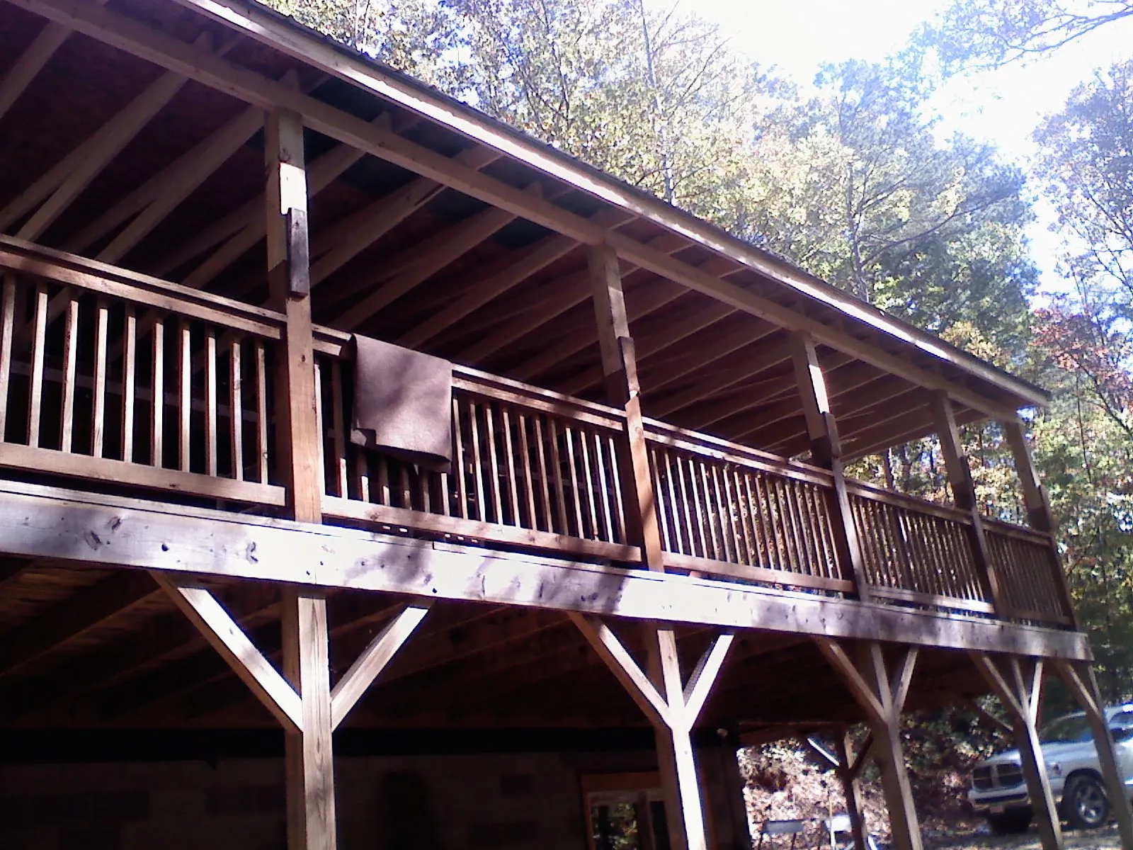 Timber framing under a new elevated porch and deck — Roof Leak Repair in Hordville by Roofing Brothers